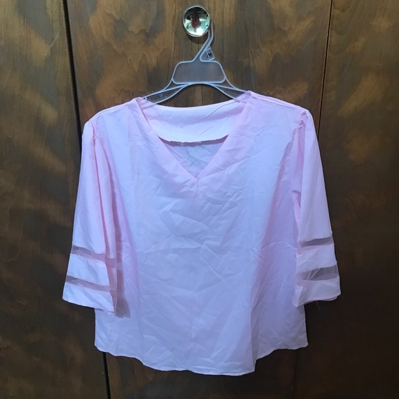 V Neck Flared Sleeves Patchwork Shirts - Picture 3 of 3